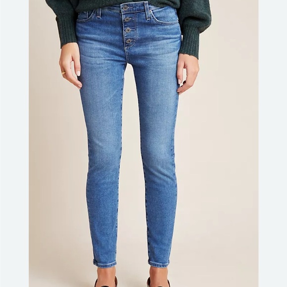 Ag Adriano Goldschmied Denim - Ag Adriano Goldschmied Stevie Ankle Button Up Blue Skinny Jeans Modern Fit